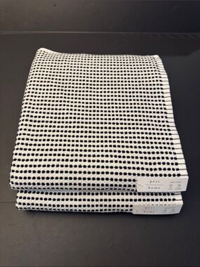 2pc PERI HOME 100% Cotton Black and White Dot Bath Towel Set - White/Mood 1